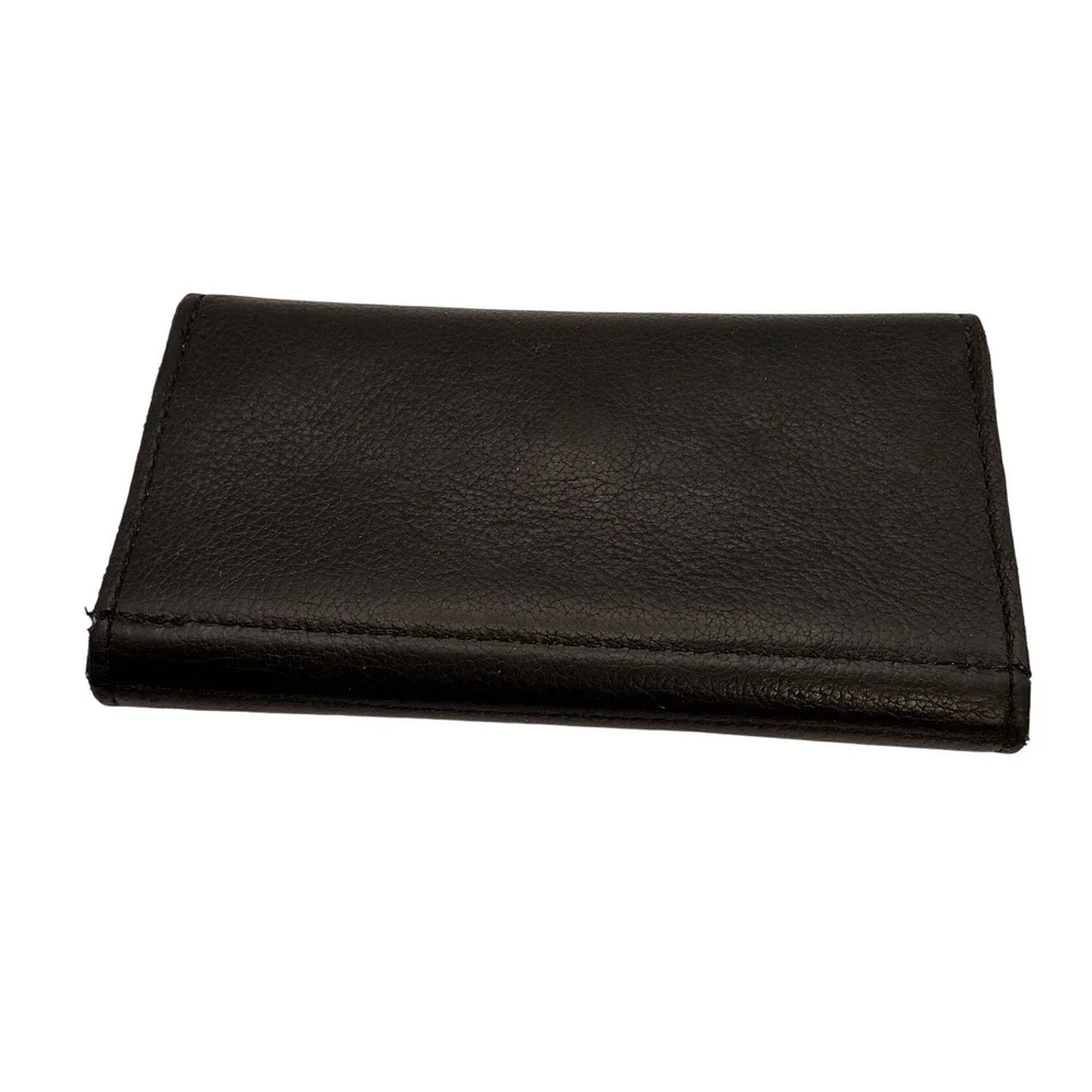 Harley Davidson Leather‎ Checkbook Wallet Black Snap Bifold Rider Embroidered